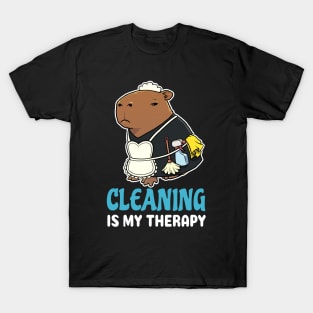 Cleaning is my therapy cartoon Capybara T-Shirt